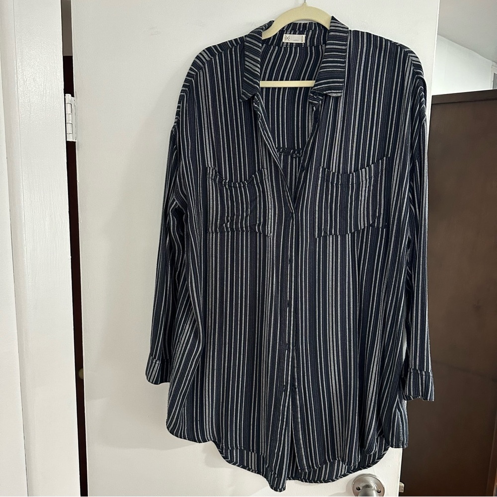 Gentle Fawn - NWOT oversized gray/charcoal long sleeve button down shirt